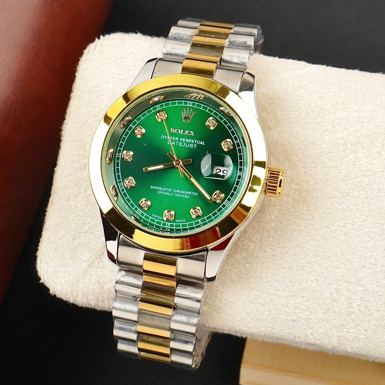 Rolex Watch – two tone green Dial