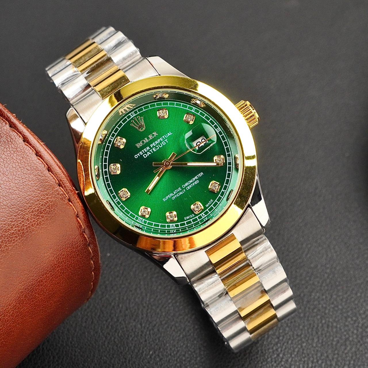 Rolex Watch – two tone green Dial