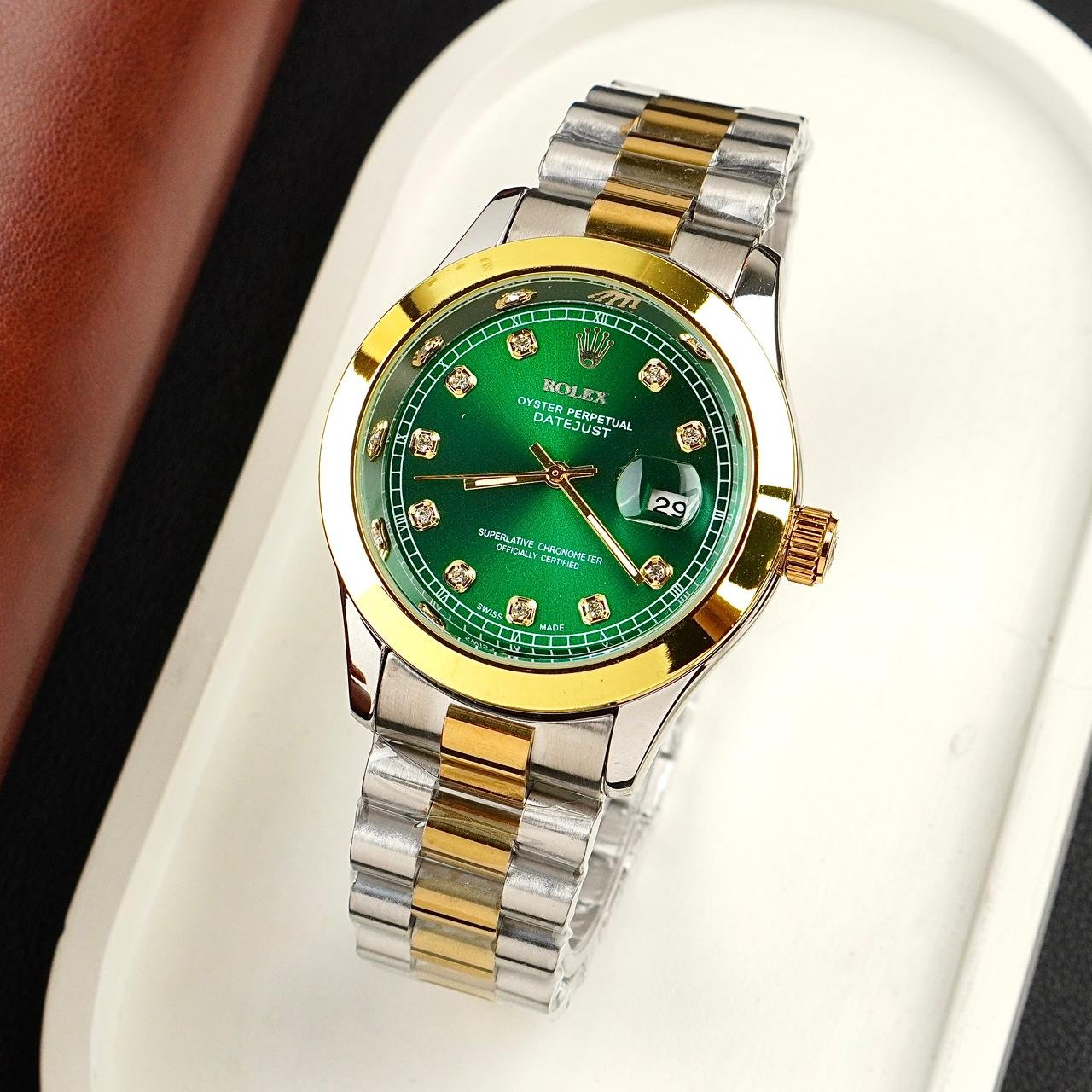 Rolex Watch – two tone green Dial