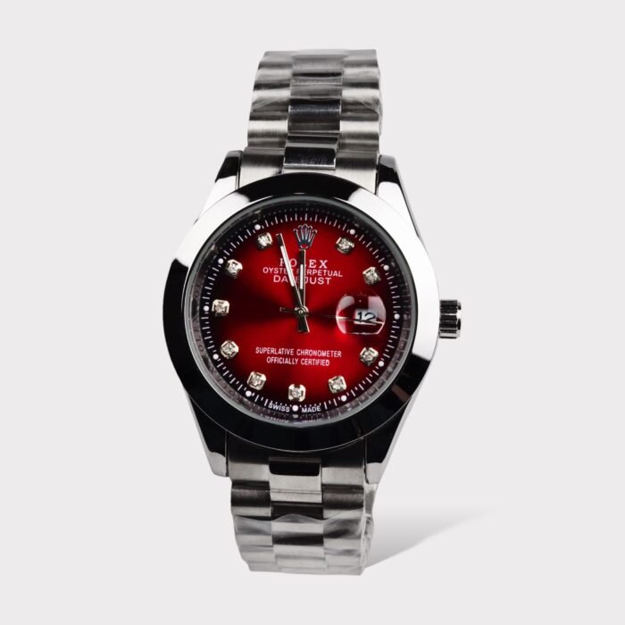 Rolex Watch – silver with red Dial