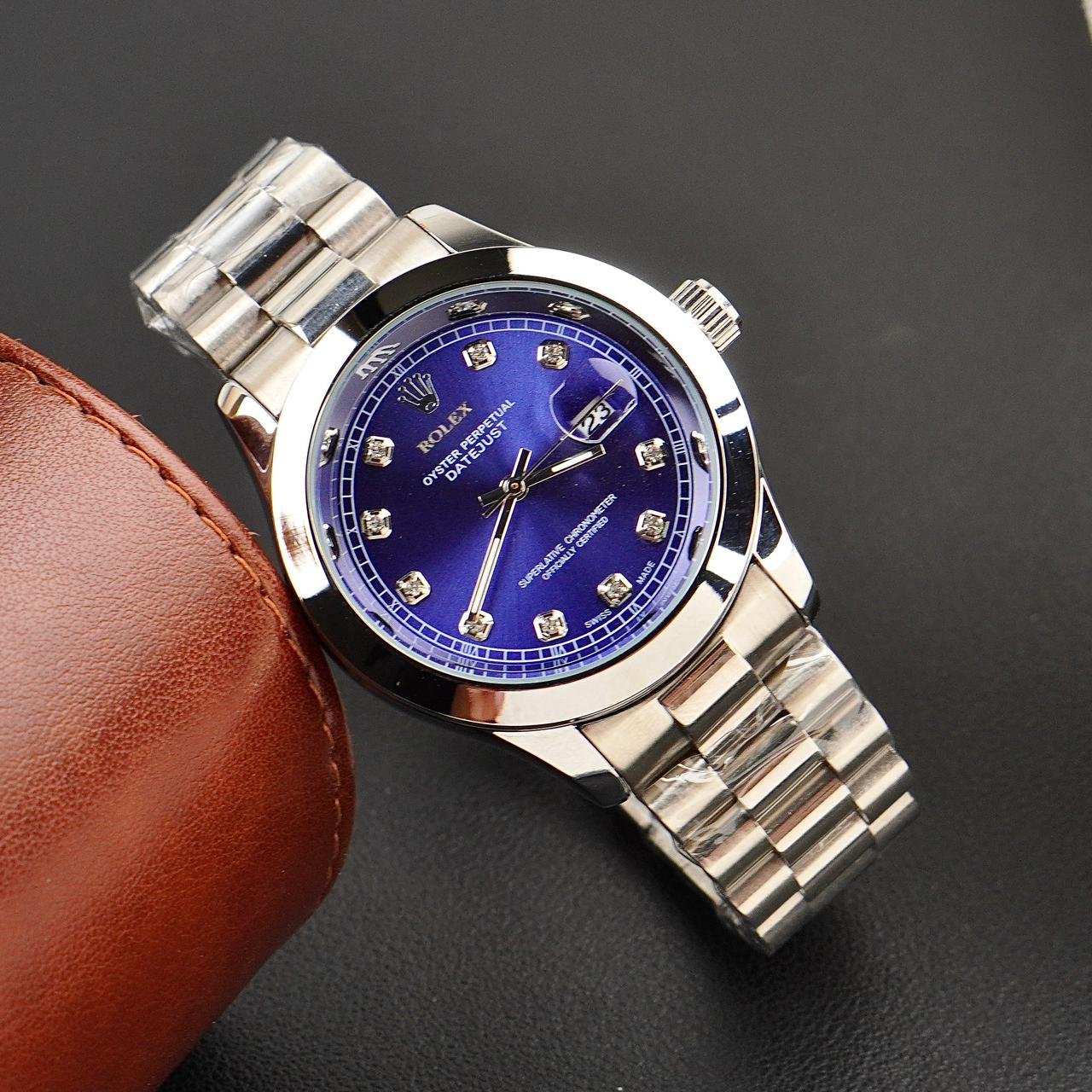 Rolex Watch – silver with blue  Dial
