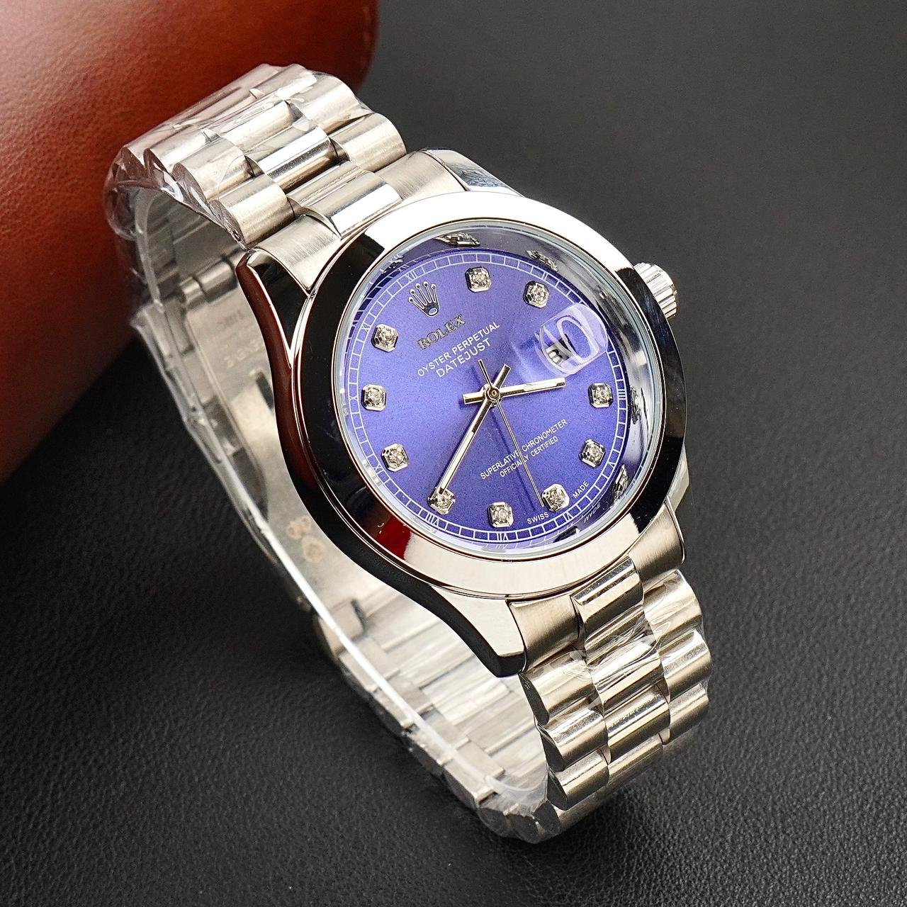 Rolex Watch – silver with blue Dial