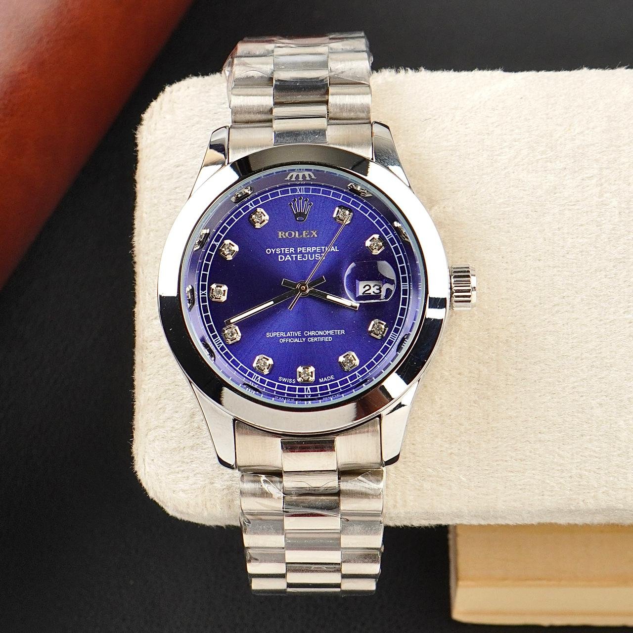 Rolex Watch – silver with blue  Dial