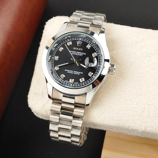 Rolex  Watch – silver with black Dial