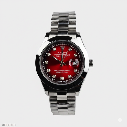 Rolex Watch – silver with red Dial