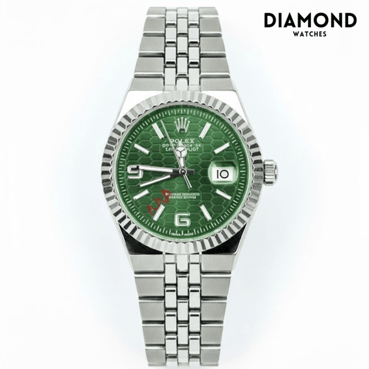 Rolex Watch 2025 Edition - Silver With Green Dial