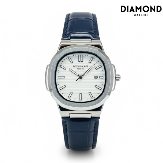 Patek Strap Watch – Blue with white Dial