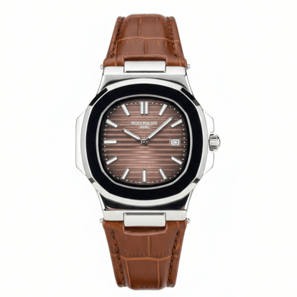 Patek Strap Watch – Brown with Brown Dial