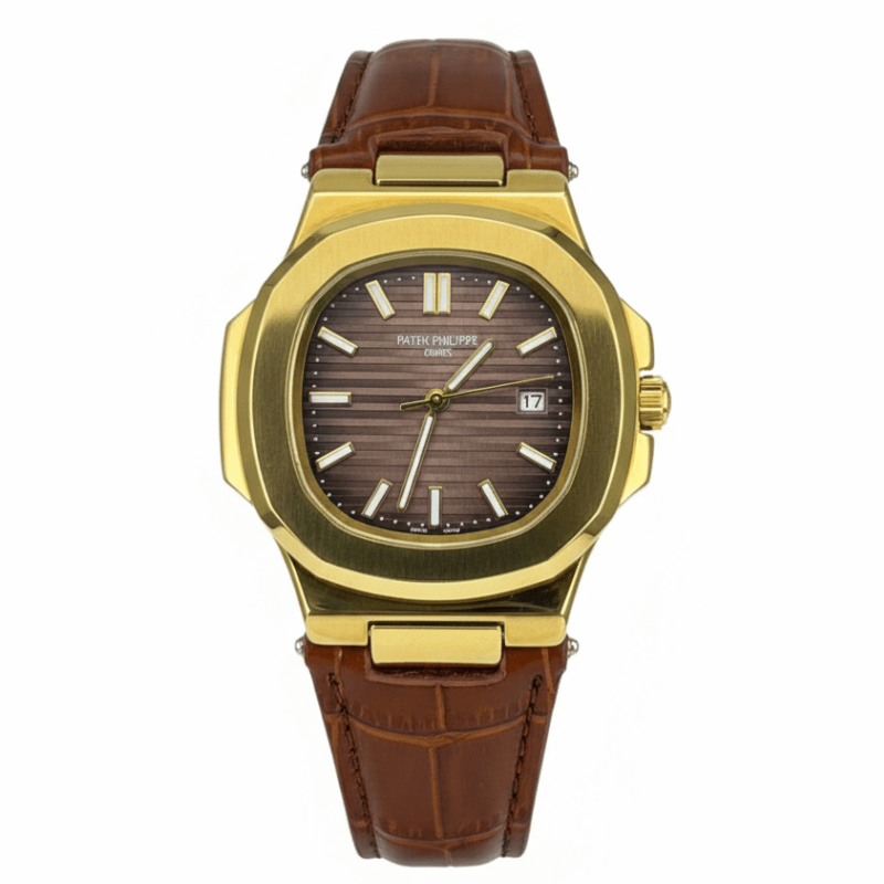 Patek Strap Watch – Brown with Brown Dial