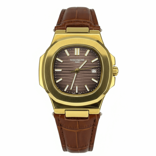 Patek Strap Watch – Brown with Brown Dial