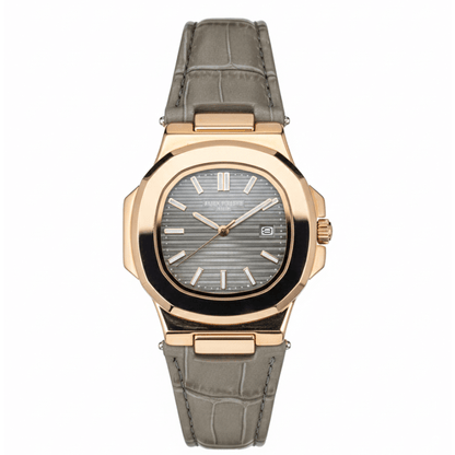 Patek Strap Watch – Grey with Grey Dial
