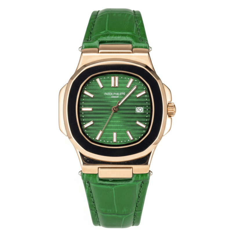 Patek Strap Watch – Green with Green Dial