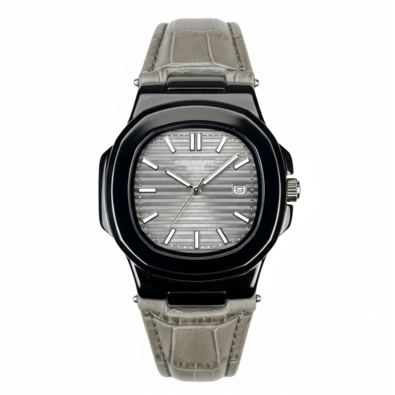 Patek Strap Watch – Grey with Grey Dial