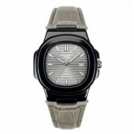 Patek Strap Watch – Grey with Grey Dial