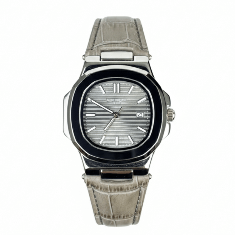 Patek Strap Watch – Grey with Grey Dial