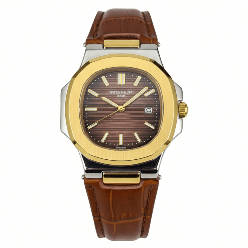 Patek Strap Watch – Brown with Brown Dial