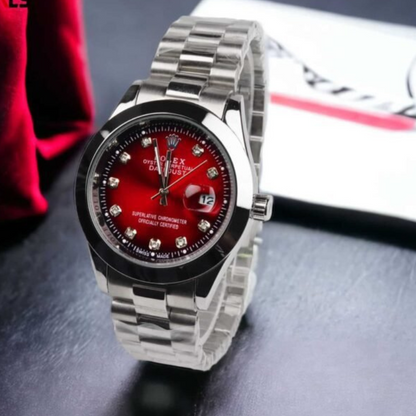 Rolex Watch – silver with red Dial