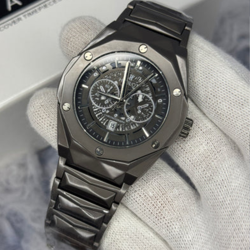 Hublot Watch Diamond Cut – Skeleton full Black Dial