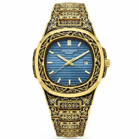 Patek Philippe Texture Watch – Golden With Blue Dial