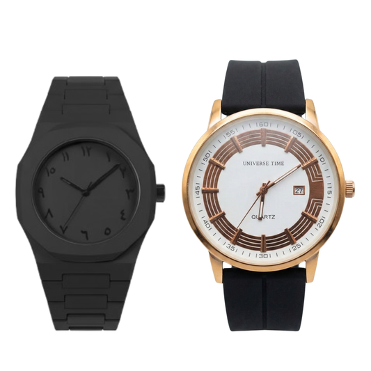 Universe TM Black With Brown+White Dial + Black Aura – Luxury Combo Deal