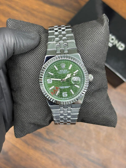 Rolex Watch 2025 Edition - Silver With Green Dial