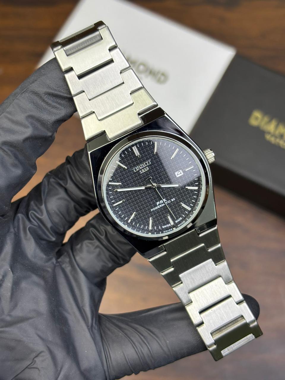 Tissot PRX Luxury Watch – Silver with Black Dial