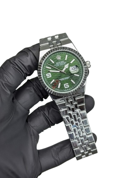 Rolex Watch 2025 Edition - Silver With Green Dial