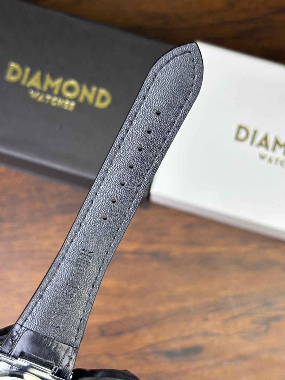 Patek Strap Watch – Black with Black Dial