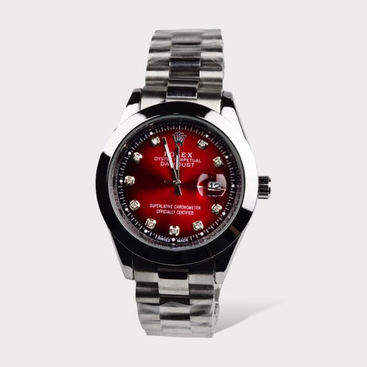 Rolex Watch – silver with red Dial
