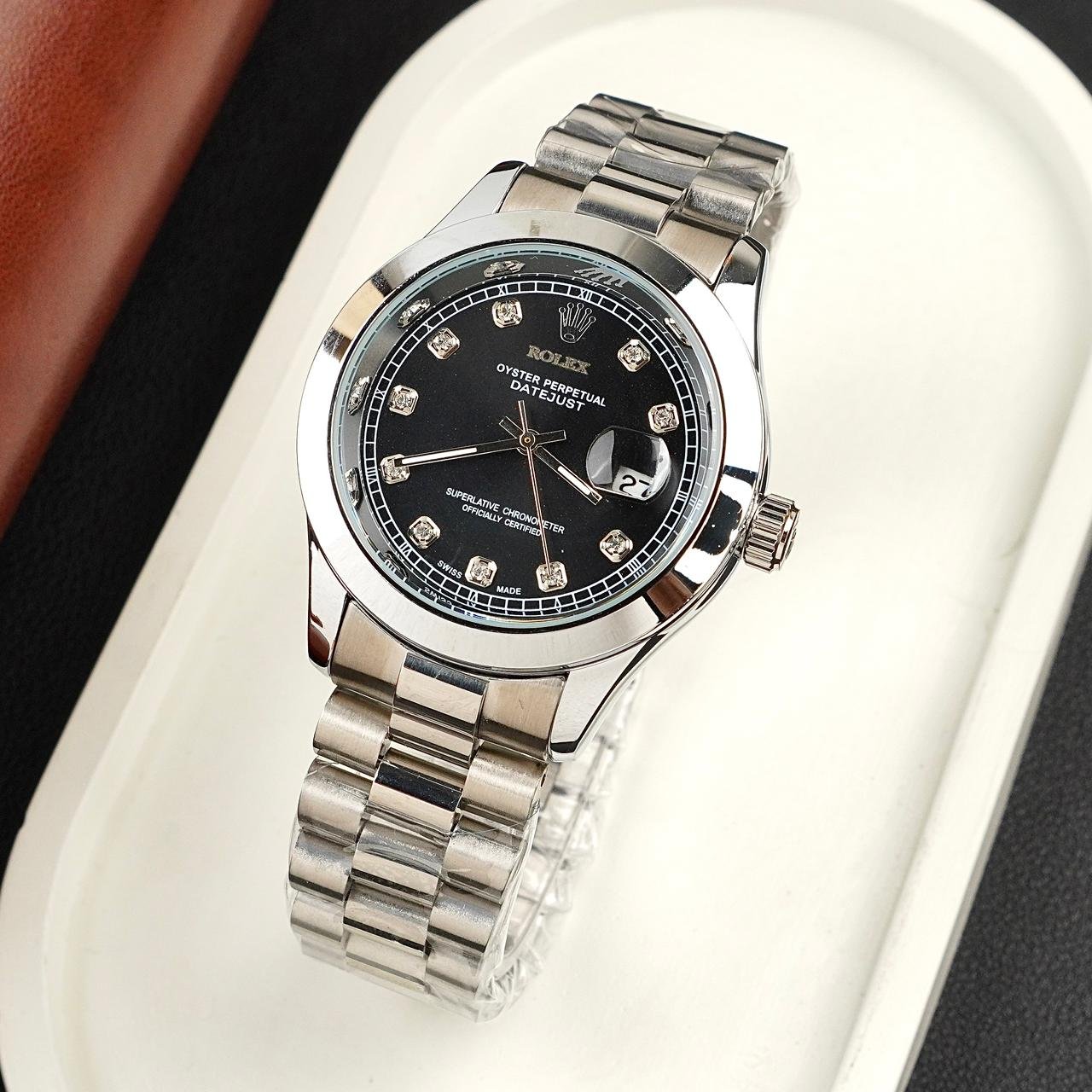 Rolex  Watch – silver with black Dial