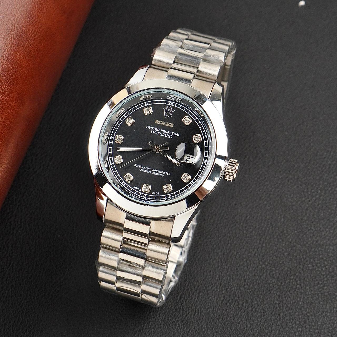 Rolex  Watch – silver with black Dial