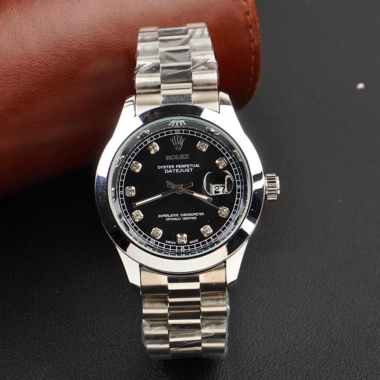 Rolex  Watch – silver with black Dial