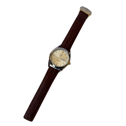 Tag Strap Luxury Watch – Silver with Brown Strap