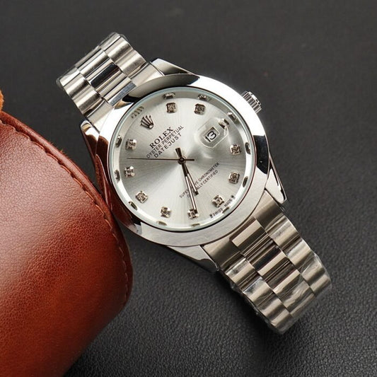 Rolex Watch – silver with white Dial